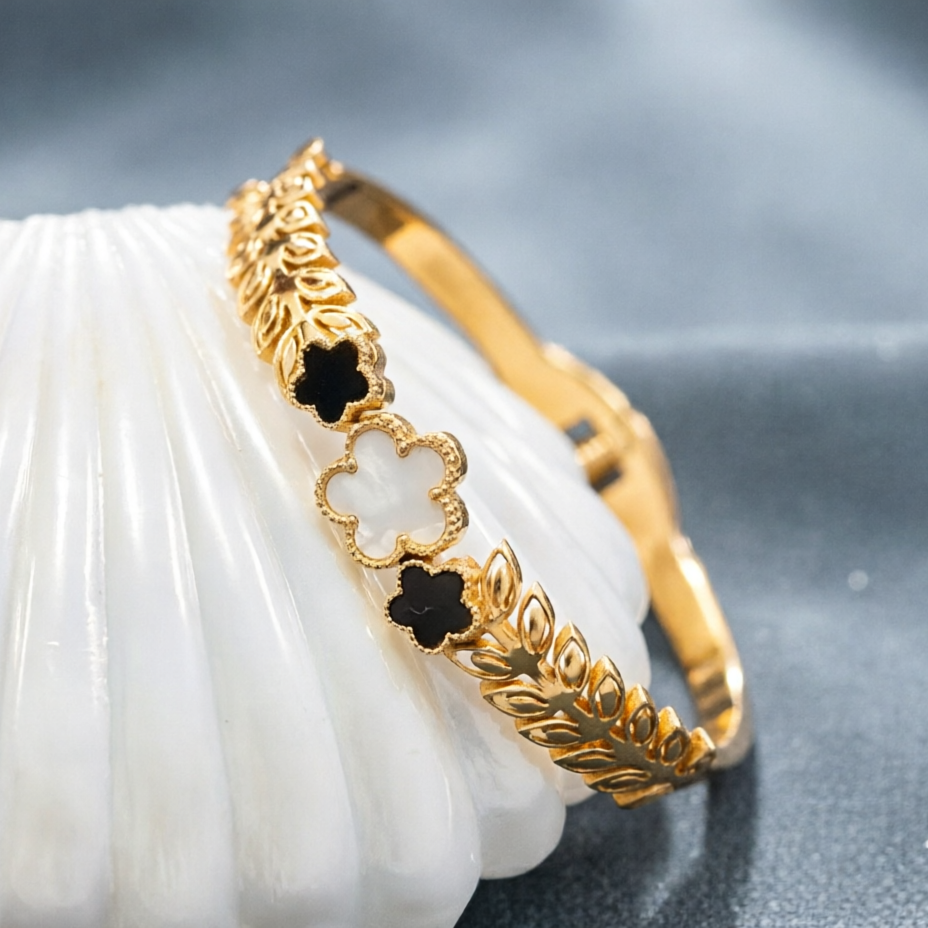 FLOWERS BRACELET 18K GOLD PLATED STEEL