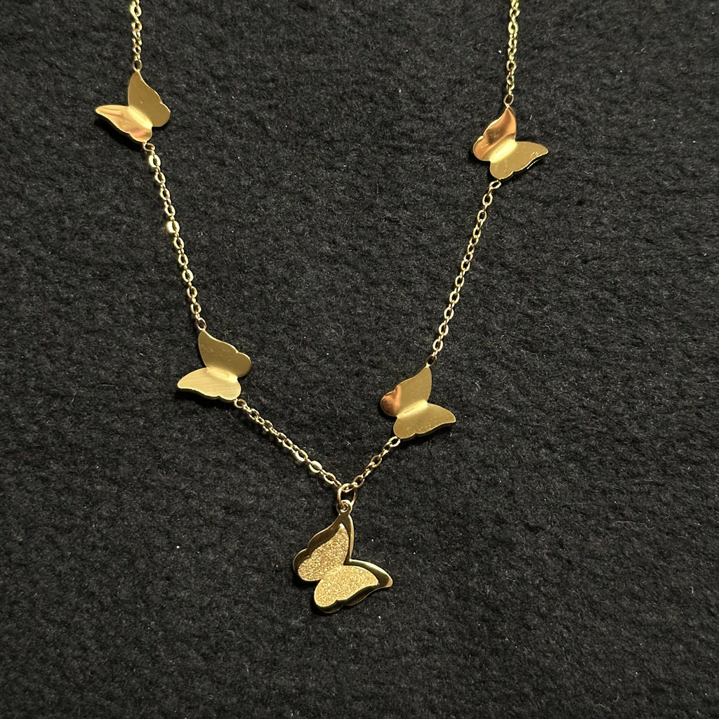 BUTTERFLIES NECKLACE 18K GOLD PLATED STEEL