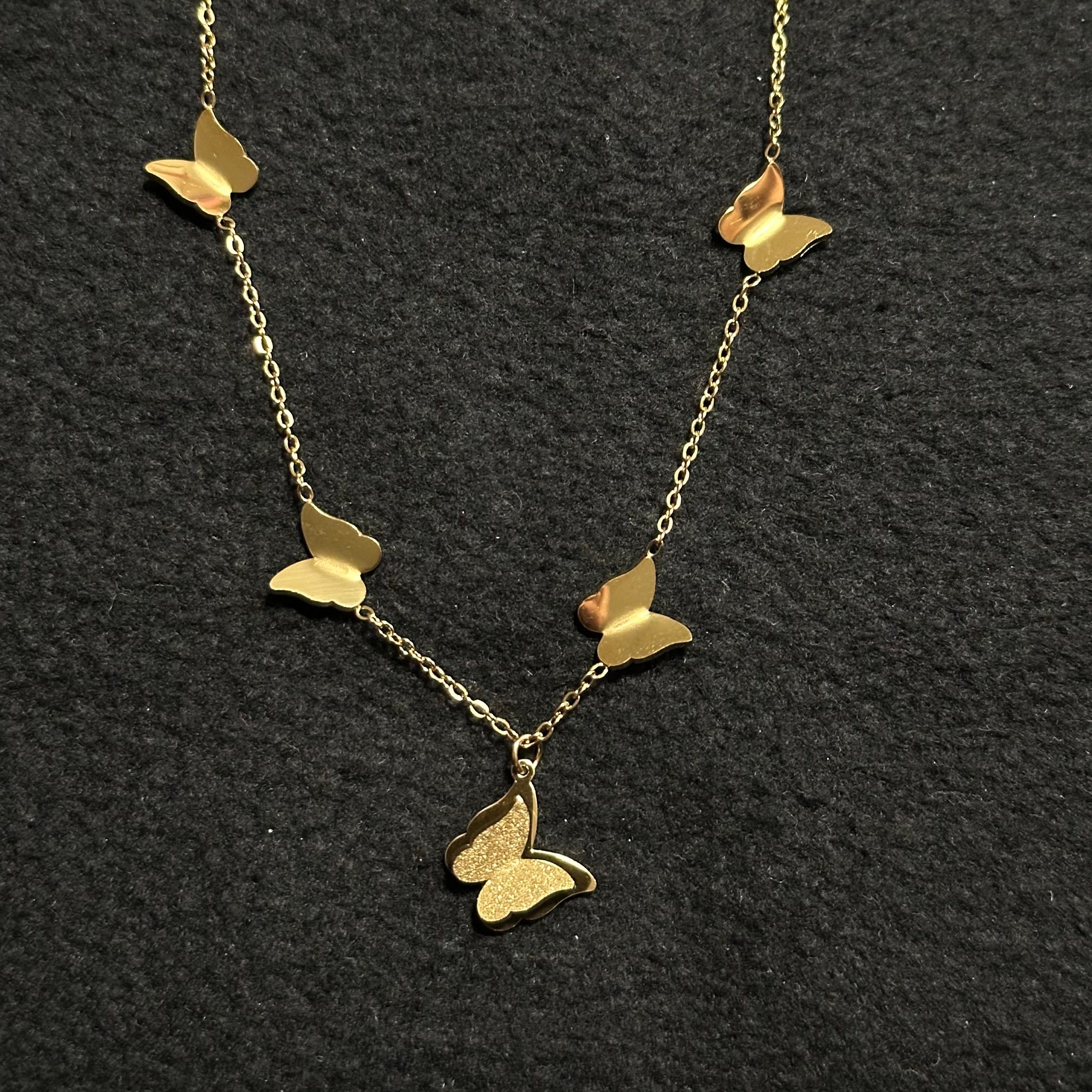 BUTTERFLIES NECKLACE 18K GOLD PLATED STEEL