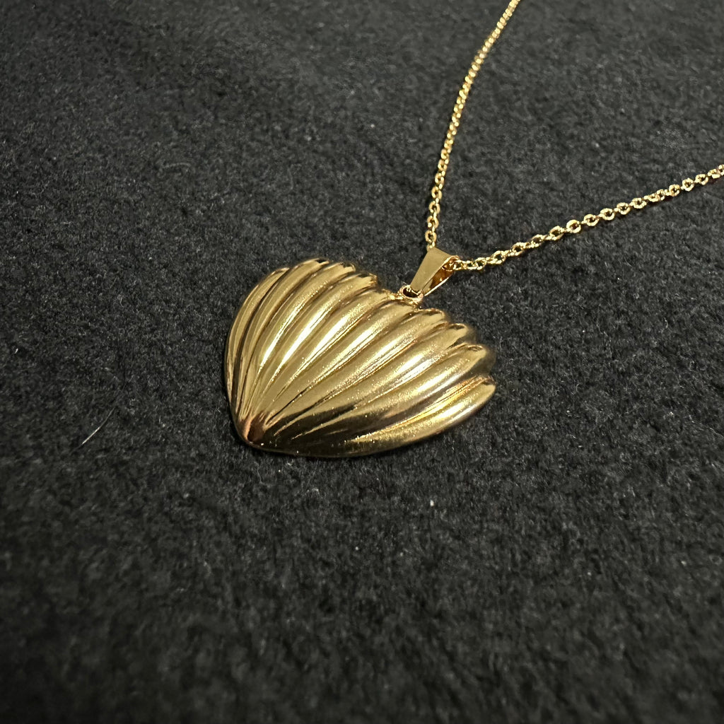 HEART NECKLACE, 18K GOLD PLATED STEEL