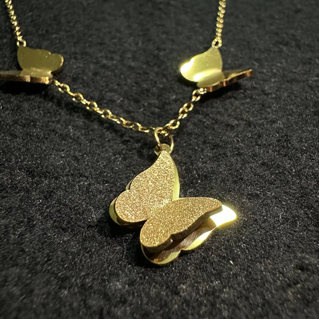 BUTTERFLIES NECKLACE 18K GOLD PLATED STEEL