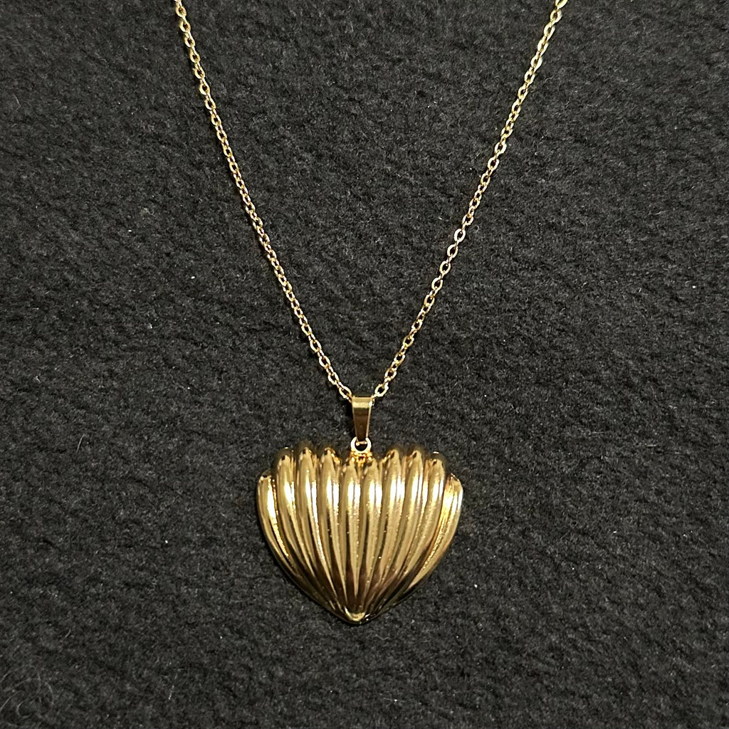HEART NECKLACE, 18K GOLD PLATED STEEL
