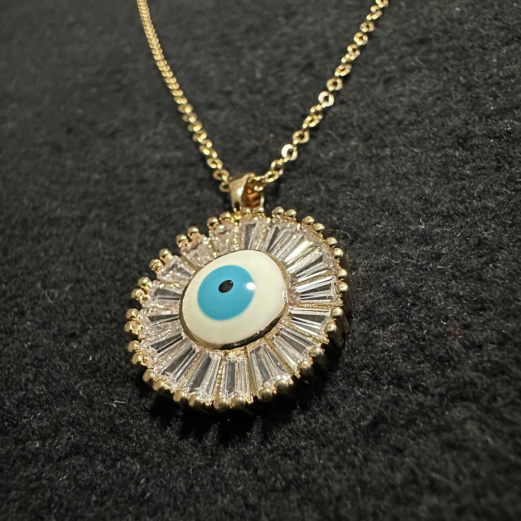 EVIL EYE NECKLACE 18K GOLD PLATED STEEL