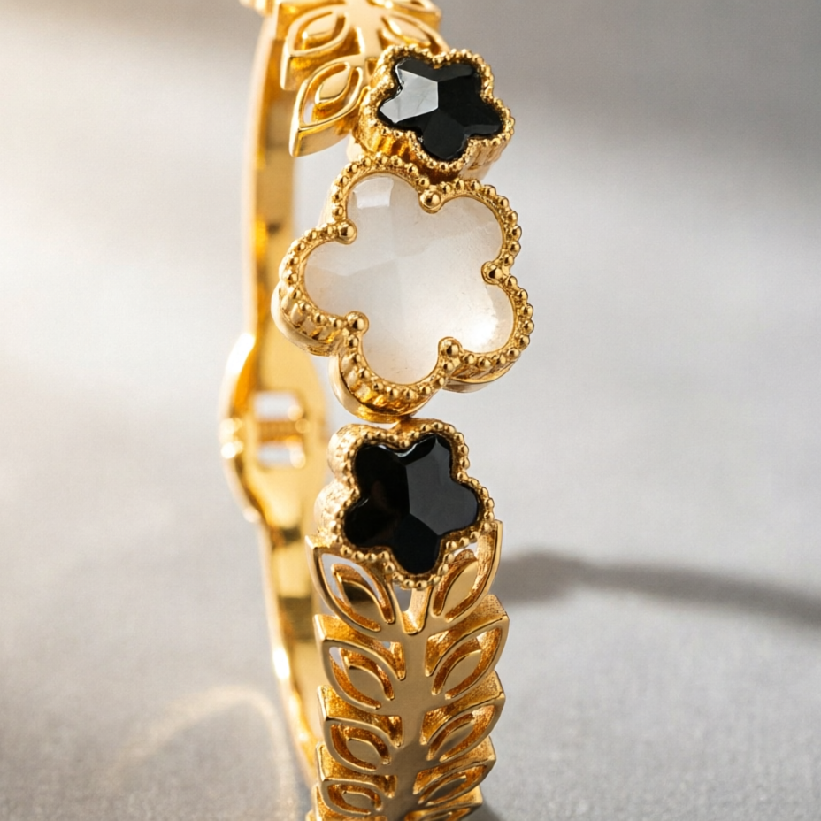 FLOWERS BRACELET 18K GOLD PLATED STEEL
